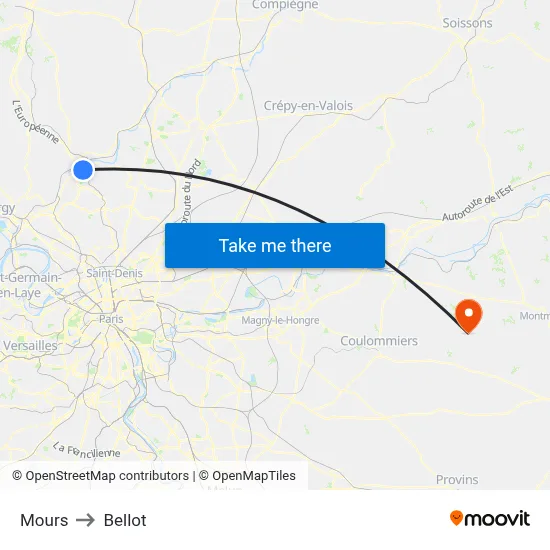 Mours to Bellot map