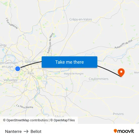 Nanterre to Bellot map