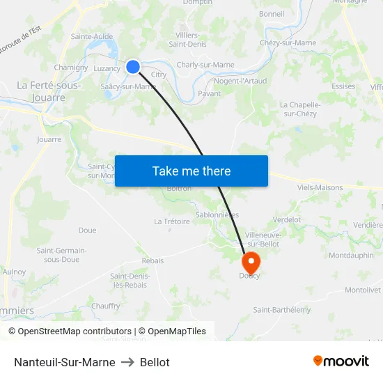 Nanteuil-Sur-Marne to Bellot map