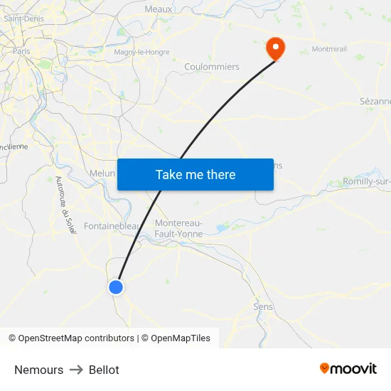 Nemours to Bellot map
