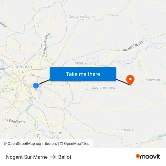 Nogent-Sur-Marne to Bellot map