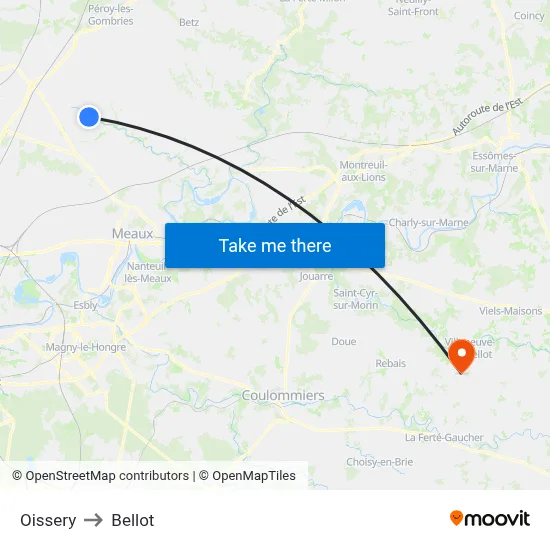 Oissery to Bellot map