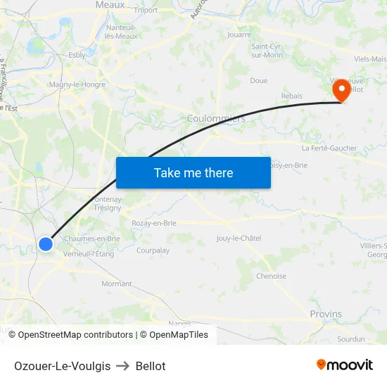 Ozouer-Le-Voulgis to Bellot map