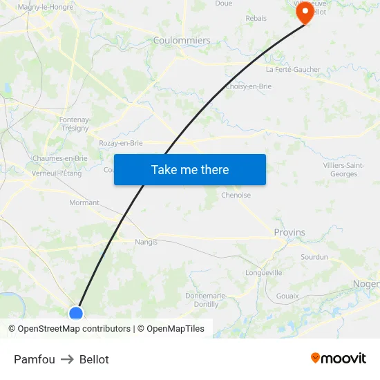 Pamfou to Bellot map