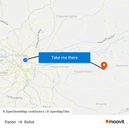 Pantin to Bellot map