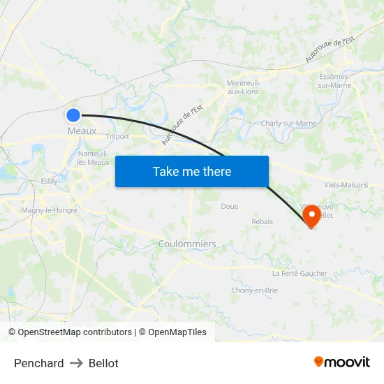 Penchard to Bellot map