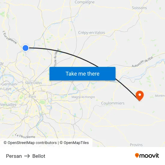 Persan to Bellot map