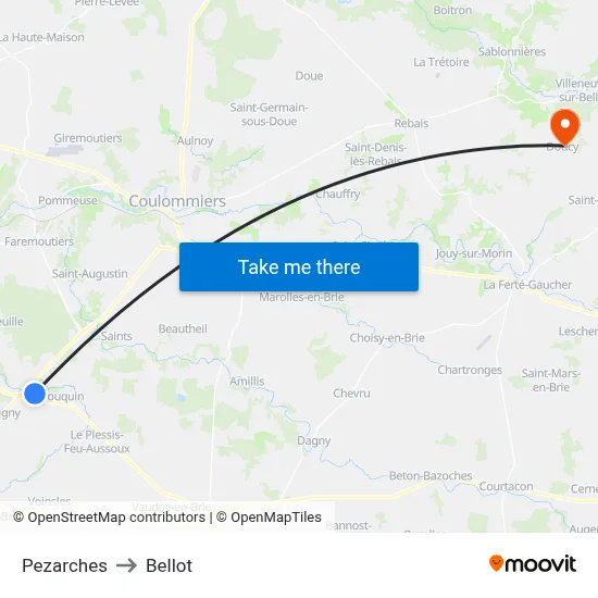 Pezarches to Bellot map