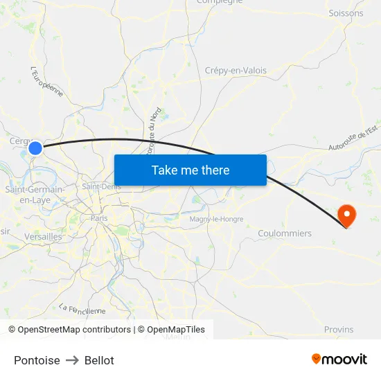 Pontoise to Bellot map