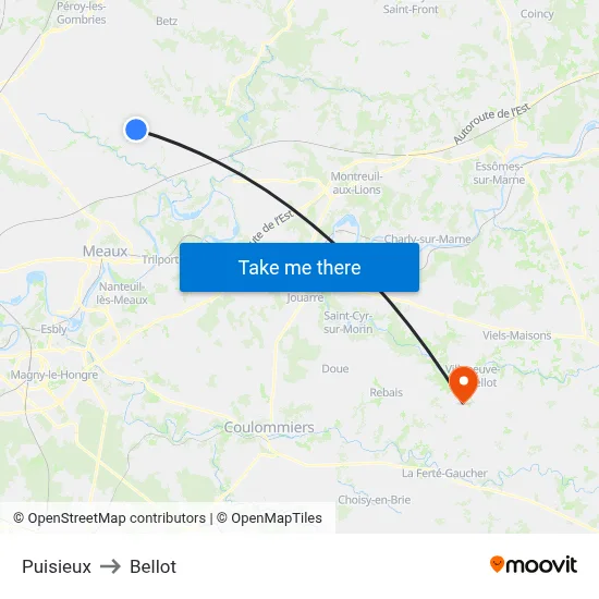 Puisieux to Bellot map