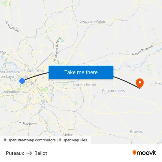 Puteaux to Bellot map