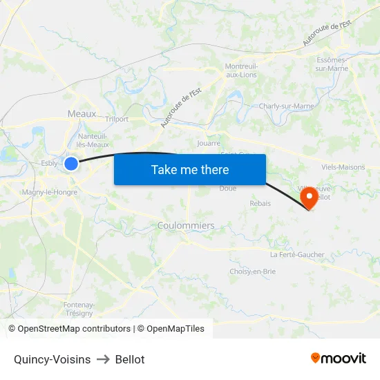 Quincy-Voisins to Bellot map