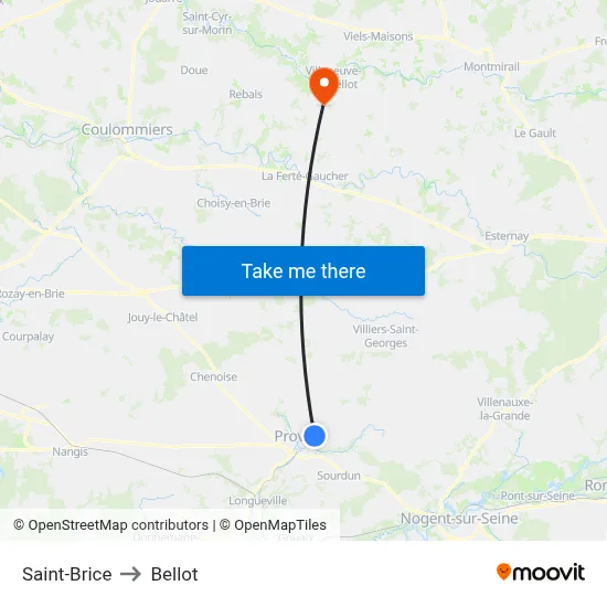 Saint-Brice to Bellot map