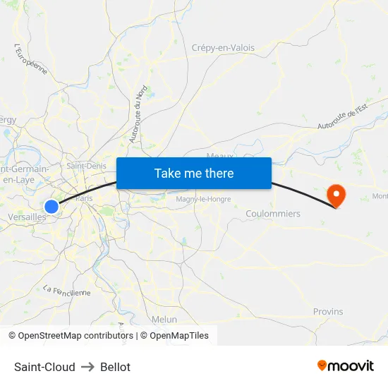 Saint-Cloud to Bellot map
