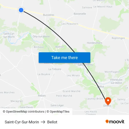 Saint-Cyr-Sur-Morin to Bellot map