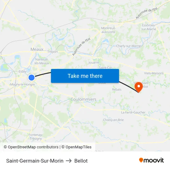 Saint-Germain-Sur-Morin to Bellot map