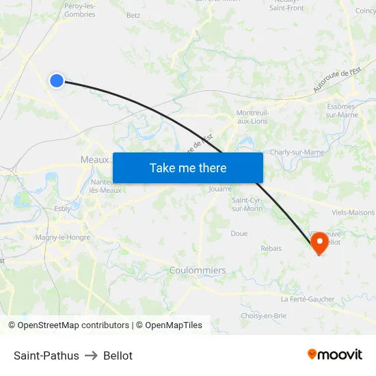 Saint-Pathus to Bellot map
