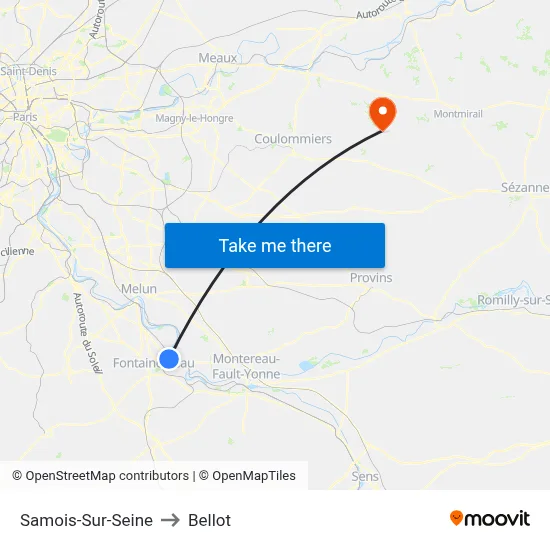 Samois-Sur-Seine to Bellot map