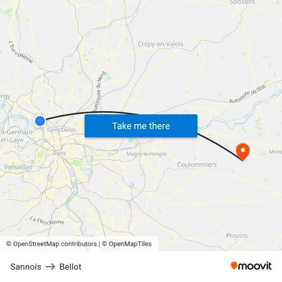 Sannois to Bellot map