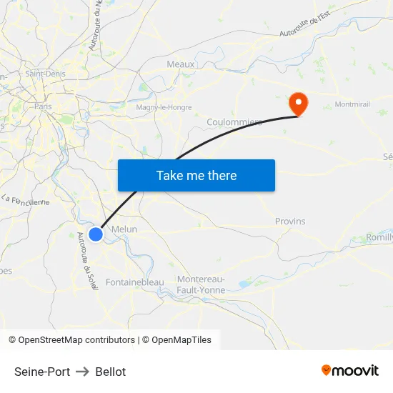 Seine-Port to Bellot map
