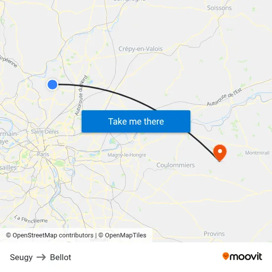 Seugy to Bellot map