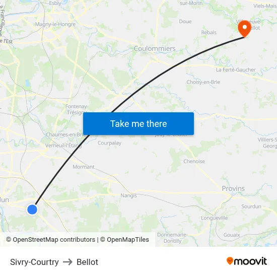 Sivry-Courtry to Bellot map