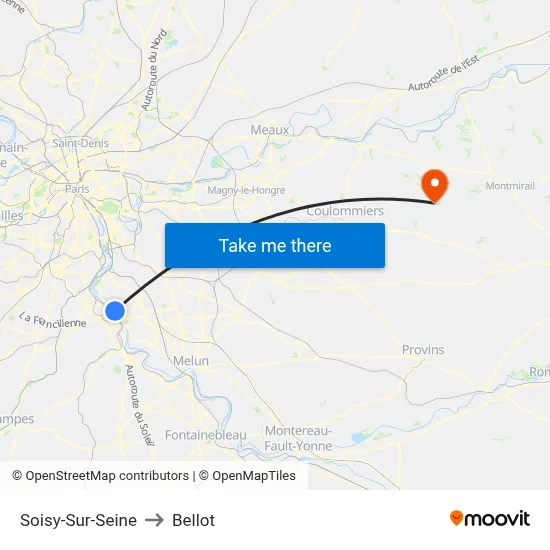 Soisy-Sur-Seine to Bellot map