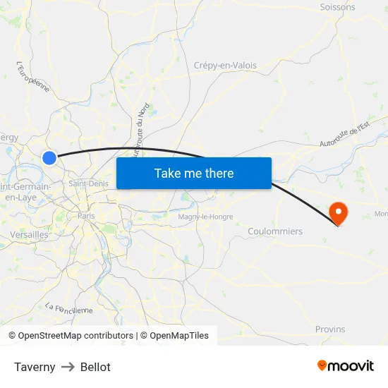 Taverny to Bellot map