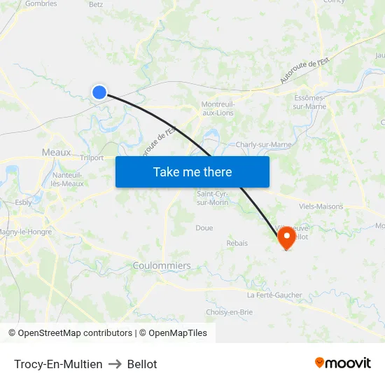 Trocy-En-Multien to Bellot map