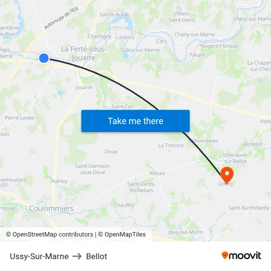 Ussy-Sur-Marne to Bellot map
