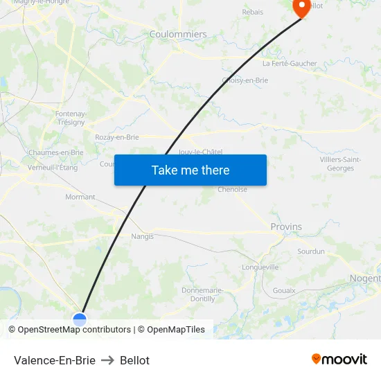Valence-En-Brie to Bellot map
