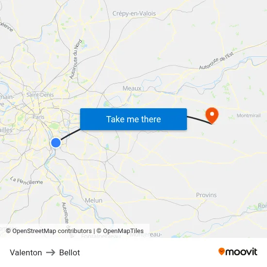 Valenton to Bellot map