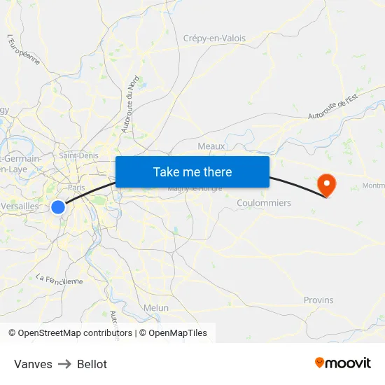 Vanves to Bellot map