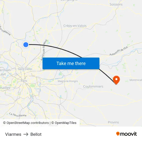 Viarmes to Bellot map