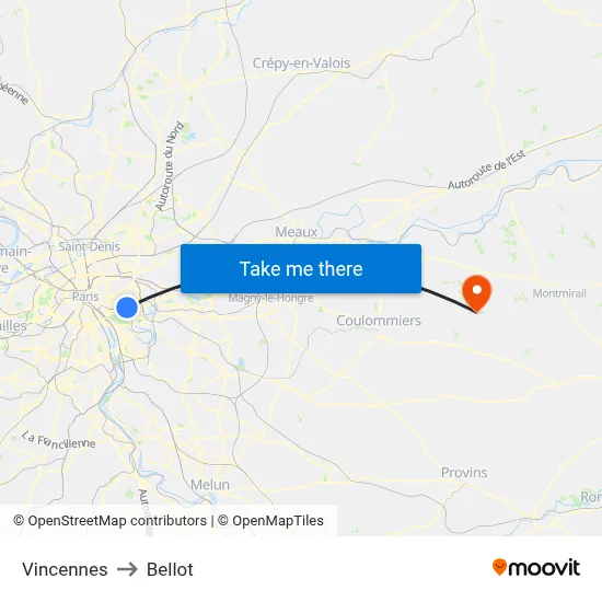 Vincennes to Bellot map