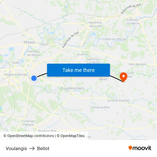 Voulangis to Bellot map