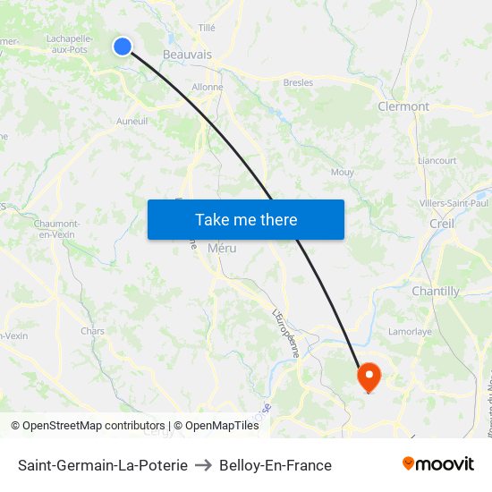 Saint-Germain-La-Poterie to Belloy-En-France map