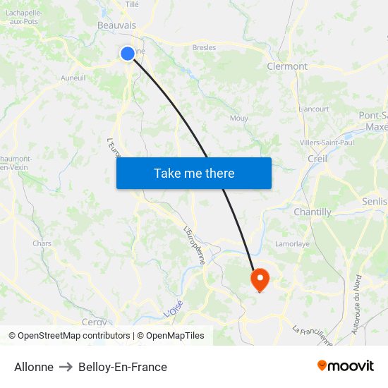 Allonne to Belloy-En-France map