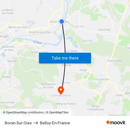 Boran-Sur-Oise to Belloy-En-France map