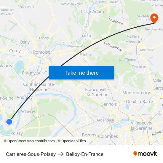 Carrieres-Sous-Poissy to Belloy-En-France map