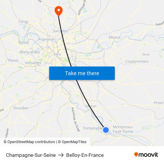 Champagne-Sur-Seine to Belloy-En-France map