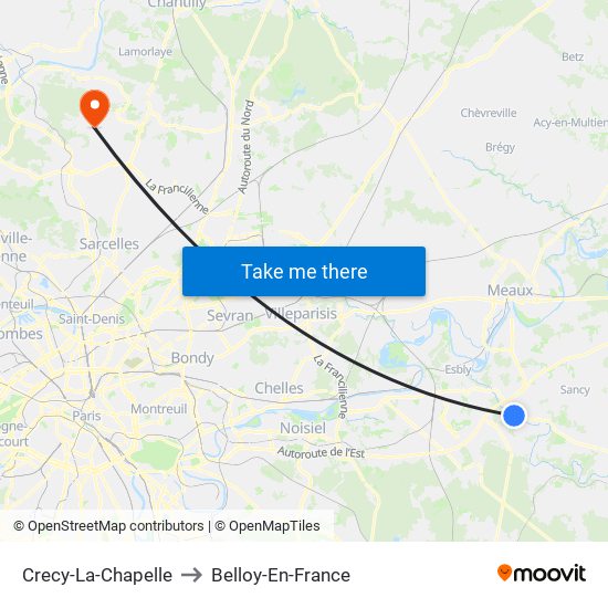 Crecy-La-Chapelle to Belloy-En-France map
