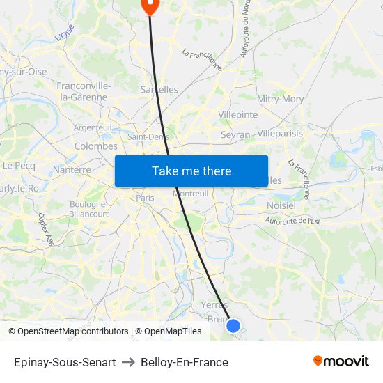 Epinay-Sous-Senart to Belloy-En-France map