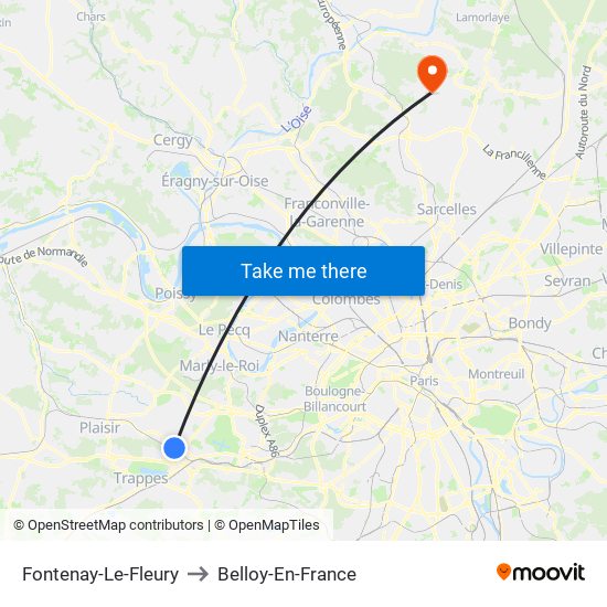 Fontenay-Le-Fleury to Belloy-En-France map