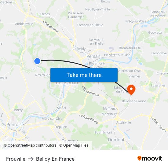Frouville to Belloy-En-France map