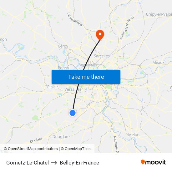 Gometz-Le-Chatel to Belloy-En-France map