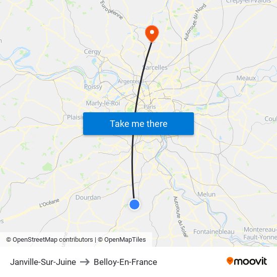 Janville-Sur-Juine to Belloy-En-France map