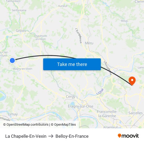 La Chapelle-En-Vexin to Belloy-En-France map