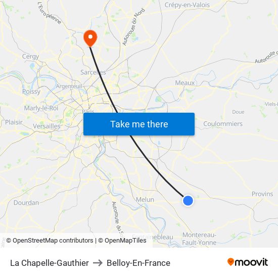 La Chapelle-Gauthier to Belloy-En-France map
