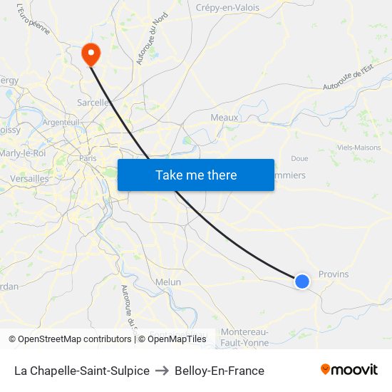 La Chapelle-Saint-Sulpice to Belloy-En-France map